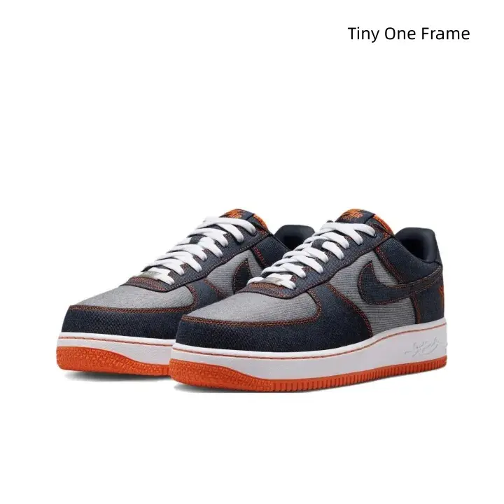 Workwear Navy Grey Orange Fabric Contrast Street Sneakers