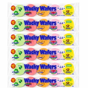 Wacky Wafers Candy Bulk Retro Old-Fashioned Nostalgic Candy, Fruity Sugar Wafers (Watermelon, Banana, Orange, Green Apple, Strawberry)