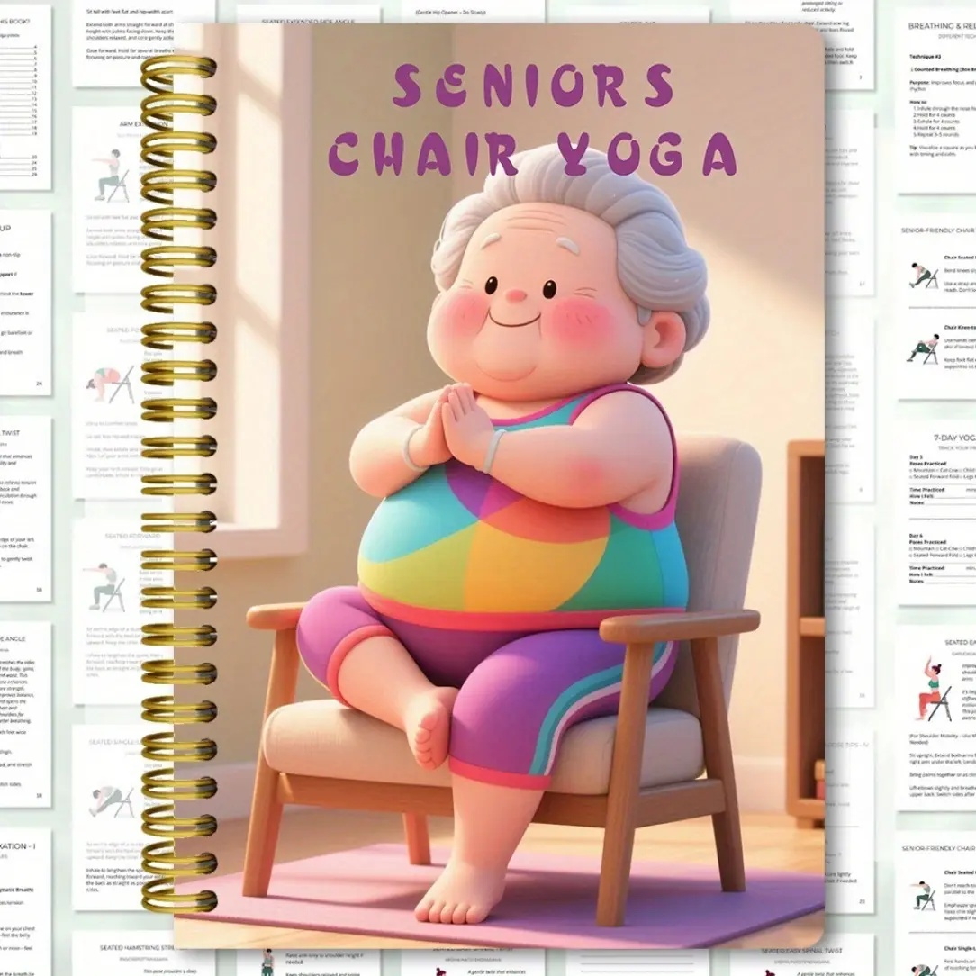 30-Day Chair Yoga for Seniors: Gentle Seated Workout Book & Printable Chart - Home Exercise Guide for Elderly, Improved Balance, Strength & Flexibility, Easy-to-Follow Illustrated Routine Notebook Planner