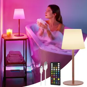 EZVALO Waterproof Shower Lamp with Remote, RGB Color Changing Cordless Table Lamp, Rechargeable 4500 mAh Touch LED Lights for Bathroom, Spa-Like Shower, Bathtub, Bedroom, Patio, Camping, Home Decor, Relaxing Cozy Experience