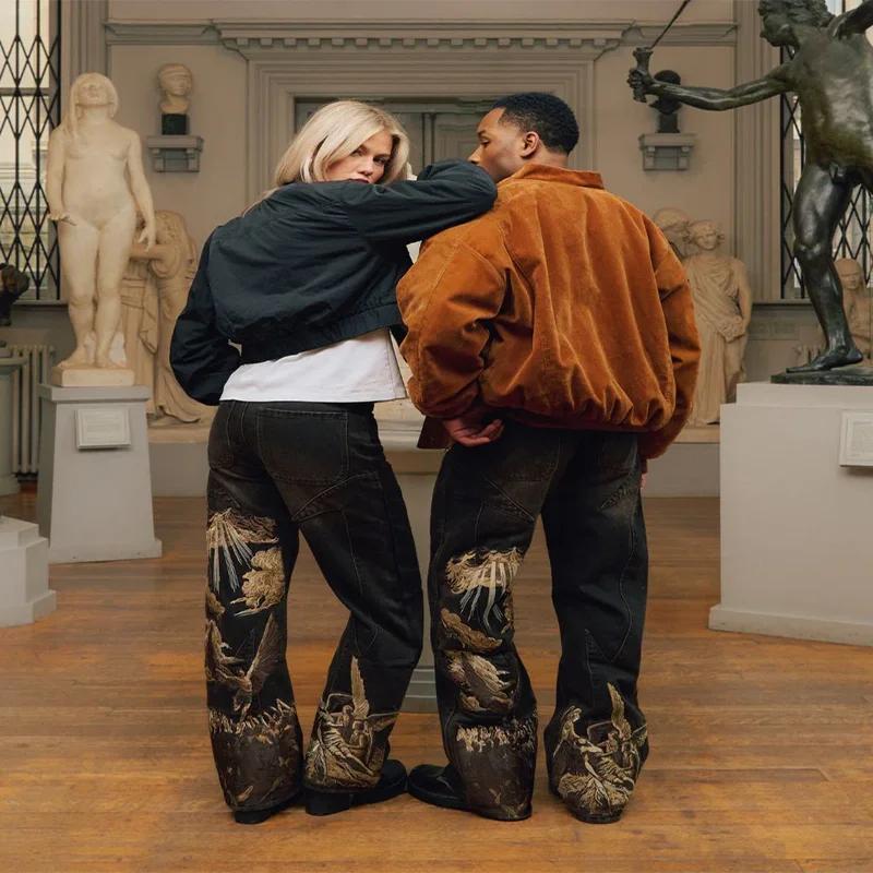 Casual jeans American Vintage Splicing Heavens Eclipse Pattern Seams Embroidery Jeans Y2K Gothic Men Women Hip Hop Fashion Street Style Jeans shop gym shorts Thermal Night Vision fashion clothes autumn casual wear summer beach Casual jeans American Vintage Splicing Heavens Eclipse Pattern Seams Embroidery Jeans Y2K Gothic Men Women Hip Hop Fashion Street Style Jeans shop gym shorts Thermal Night Vision fashion clothes autumn casual wear summer beach