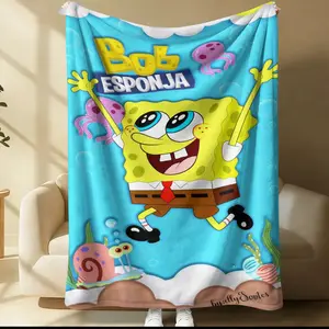 SpongeBob SquarePants printed pattern blanket, suitable for all seasons, suitable for beds, sofas, cars, room decorations, and gifts, suitable for children or adults
