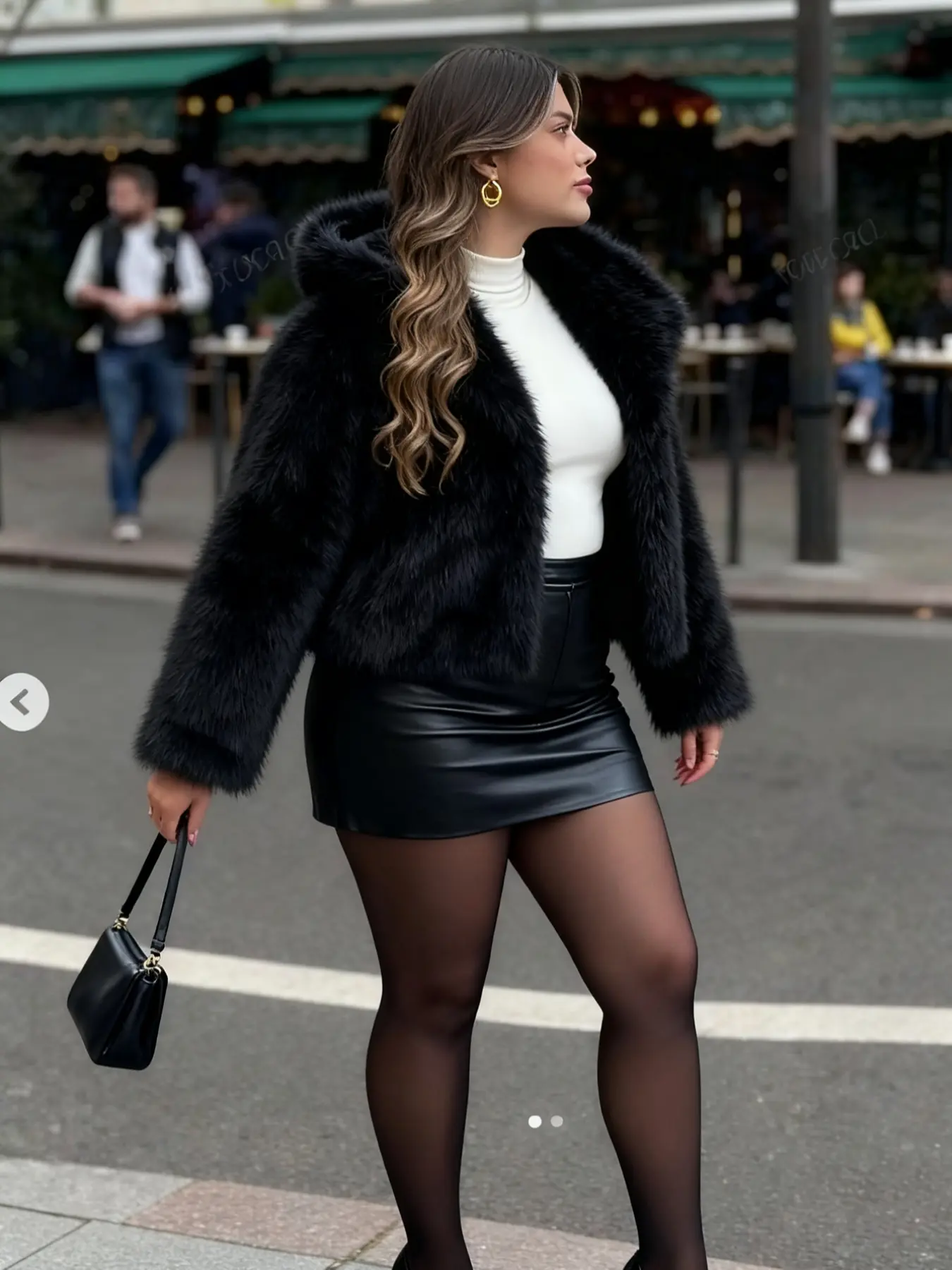Women's Plus Size Faux Fur Hooded Coat, Thick Warm Winter Jacket, Elegant Plain Design, Perfect for Fall & Winter