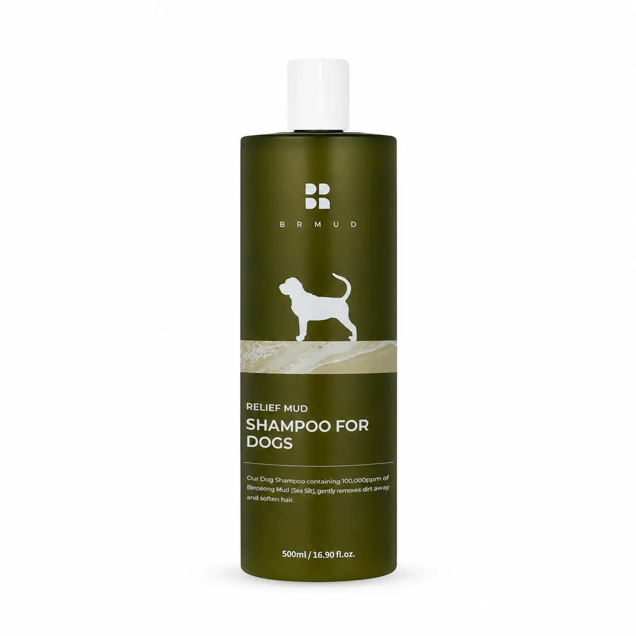 BRMUD Relief Mud Shampoo for Dogs 500ml, Korean Dog Shampoo with 3% Boryeong Mud + Hydrolyzed Proteins for Soft Coat