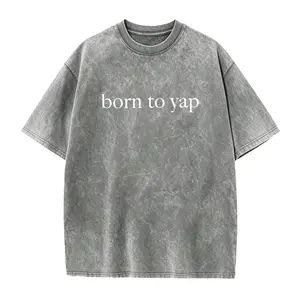 Women'S Casual Crew Neck T-Shirt with "Born to Yap" Lettering - 100% Polyester Knit Fabric, Regular Length, All-Season Comfort Fit