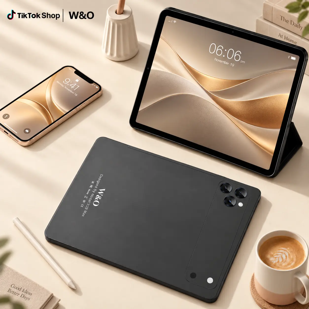 W&O 2026 11-Inch Android 15 Tablet Bundle, 12GB RAM, 256GB Expandable Storage, 10000mAh Battery, 5G WiFi, Dual Camera, Keyboard, Mouse, Case & Stylus for Work, School and Entertainment