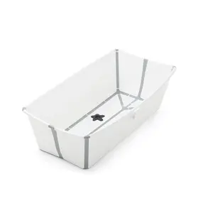 Portable X-Large Baby Bathtub with Heat-Sensitive Plug, White Grey
