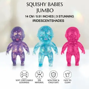 Jumbo Baby Squishy Sparkly Squishies for Stretching & Squeezing, Non-Toxic Sensory Fidget Toy for Stress Relief, Pink/Purple/Blue,Stress Relief Sensory Fidget Toys forKids & Adults