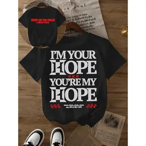 J-Hope Graphic Tee With "I'm Your Hope" Design Stylish Short Sleeve Crew Neck Top For Summer And Spring In Black With Vibrant Red White Graphics