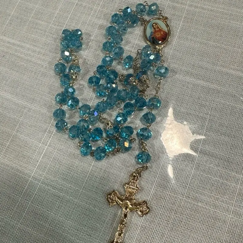 Rosario de Sagrado Corazón de Maria en Color Azul Hecho en Mexico