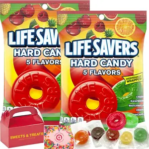 Life Savers Hard Candy Breath Mints & Refreshing Taste | Flavored Individually Wrapped LifeSaver - Cherry Raspberry Watermelon Orange Pineapple - Easter Candy (5 Flavors & Assorted Colors - 2 bags)
