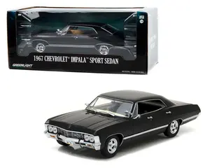 Greenlight 1:24 1967 Chevrolet Impala Sport Sedan Black Diecast Model Car