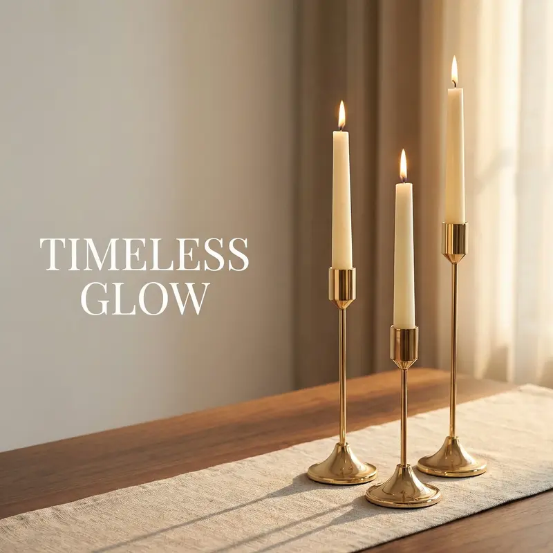 12Pcs Dainty Aluminium-Iron Tapered Candle Stand Vintage Set, European Design Ambient Style Candleholder Sets, Aesthetic Room Decor House Decor for Engagement Tabletop Centerpieces (Candles Not Included)