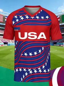 Men's Breathable Quick-Dry Training Sports Shirt, V-Neck Graphic Sportswear, Loose-Fitting Football Practice Top, Sport Jersey, Athletic Wear