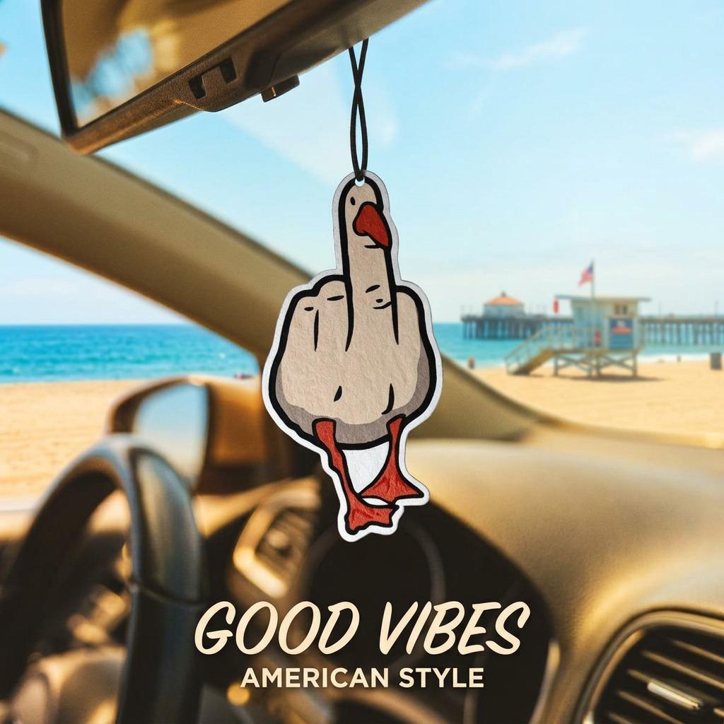 "No Chill" Duck Car Air Freshener Funny Middle Finger Decor Long Lasting French Vanilla Royal Ebony American Pride