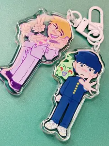 Mob Psycho 100 3" 3D Acrylic Anime Fashion Keychains - Mob & Reigen Bag Charm Charms Accessory, Bag Charm Keychains