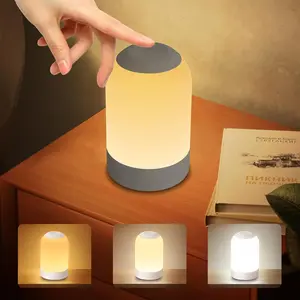 Touch Control Bedside Night Light, Dimmable Cordless USB Rechargeable Egg Nightlight with Timer for Baby Nursery Kids Adults, Small Table Lamp for Nightstand Bedroom Children's Room, White Warm Amber Lighting