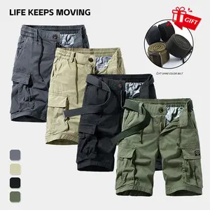 “Life Keeps Moving” Summer Men’s Casual Sports Cargo Shorts — buy one get a matching belt for free. Made from cotton fabric, skin-friendly, comfortable, and breathable. Street-style shorts with multiple pockets, practical for everyday wear and outdoor act