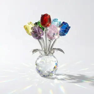 Sparkling Glitter Crystal Forever Rose Bouquet, Romantic 2026 Graduation Keepsake Gift, Elegant Colorful Glass Flower Ornament, Perfect Present for Wife Girlfriend Mom Teen Girls, Stylish Home Bedroom Room Decor
