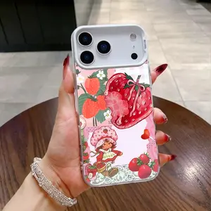 Strawberry girl, red and sweet Pattern Case for iPhone 17 Pro Max 17 Air 16/15/14/13/12/11 Pro Max XR XS E Plus Retro High-end Shockproof Drop Screen Protection Cute Durable PC Smartphone Cover
