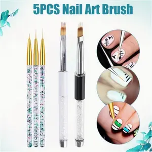 5 Pieces Nail Art Painting Pen Set, UV Gel Polish Gradient Color Nail Brush, for Nail Art Acrylic Application Nail Art Tools