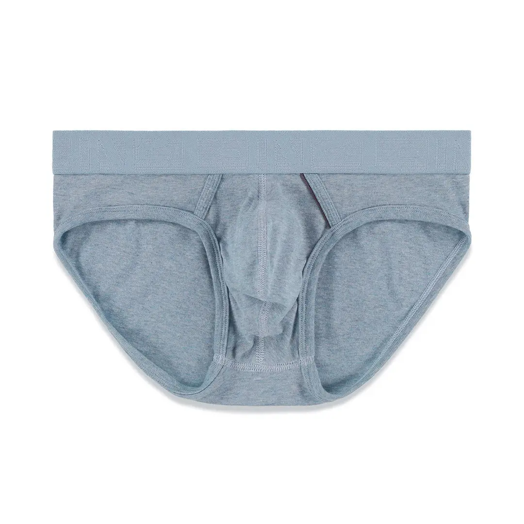 C-IN2 Hand Me Down Low Rise Brief Bowen Blue Heather for Men | Cotton-Poly Burnout, Ultra-Soft & Worn-In Feel | Sculpted Pouch for Lift & Support