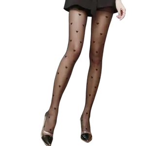 1 Pair Women's Fashion Sexy Transparent Heart Pattern Pantyhose, Slim Fit Design, Suitable For Dance Performance, Cosplay Party, Nightclub Outfit, New Year Celebration And Valentine's Day Everyday Wear