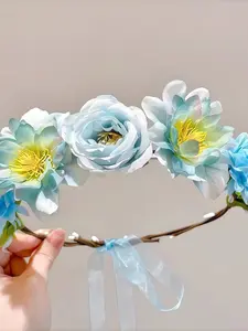 Mexican Handmade Floral Crown, Japanese Campus Festival Headpiece, Rose Flower Ring, Wedding Gift, Party Decor, Boho Style Hair Accessory