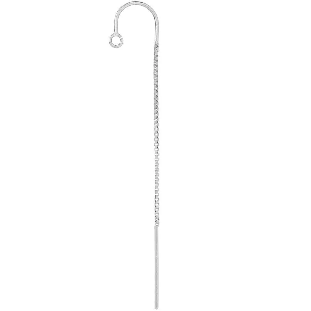 Sterling Silver Box Chain Ear Threader with U Bar and Ring - 1 pair