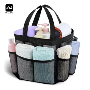 Mesh Shower Caddy Portable for College Dorm Room Essentials with 8 Pockets, Hanging Shower Caddy Dorm Basket, Quick Dry Shower Bag for Bathroom