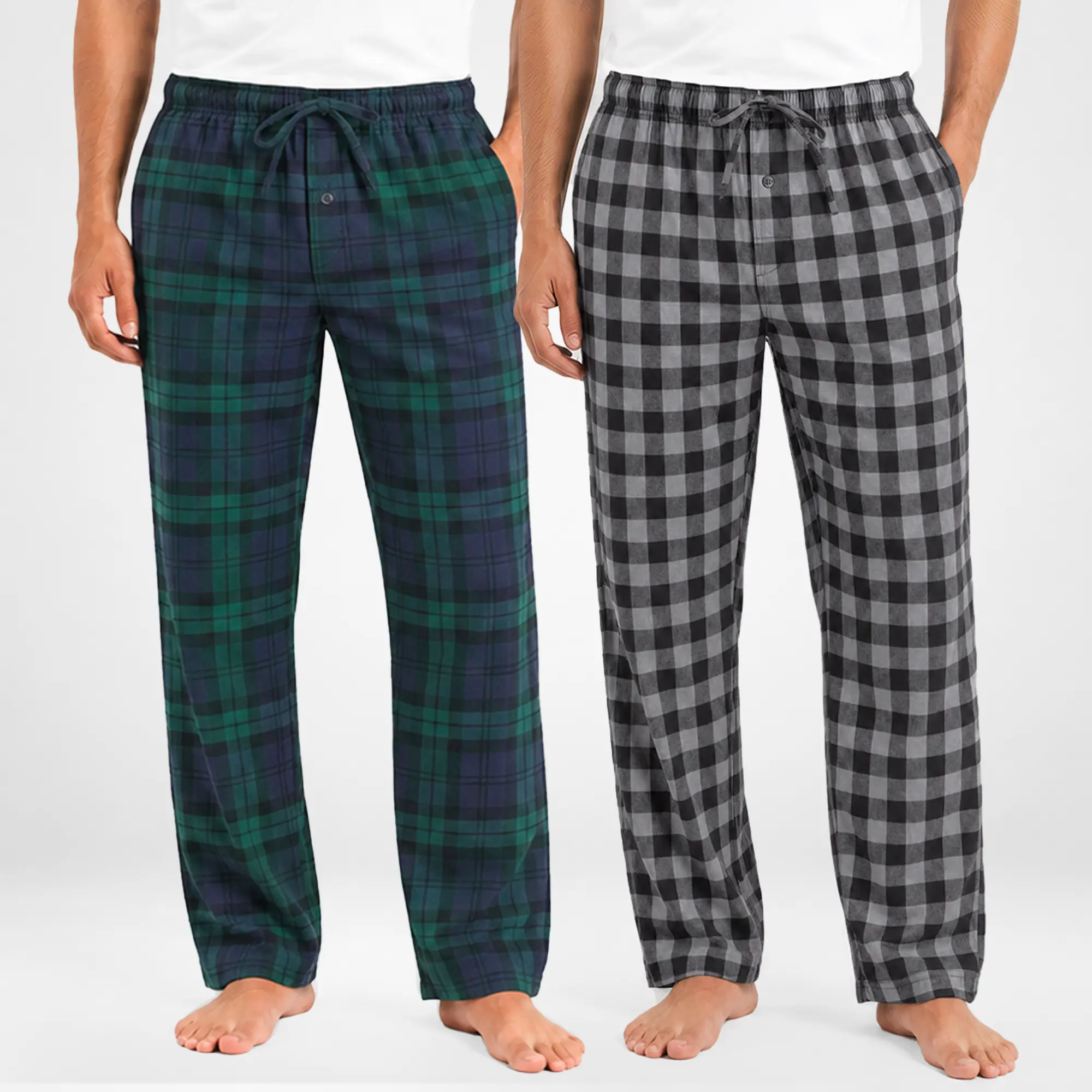 NY Threads Men's Flannel Pajama Set, 2-Piece 100% Cotton Nightwear with Button-Down Top and Pockets for Casual Christmas Loungewear, Elastic, Plaid, Button Fly, Relaxed Fit, 100% Cotton Pajamas Pants, Pocket Convenience, Soft 100% Cotton