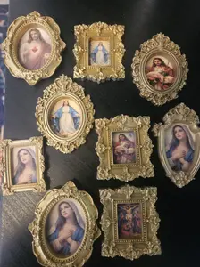 15PCS Vintage Resin Picture Frame Mini Photo Frame Tiny Gold Antique Frames Small Picture Frame Oval Rectangle Wall Hanging for Tabletop Display Home Decor (Gold, Classic)