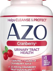 AZO Cranberry Supplement, Made with Concentrated Whole Fruit Cranberry Powder to Help Cleanse and Protect the Urinary Tract*, Sugar Free Cranberry Pills, Non-GMO, 100 Softgels