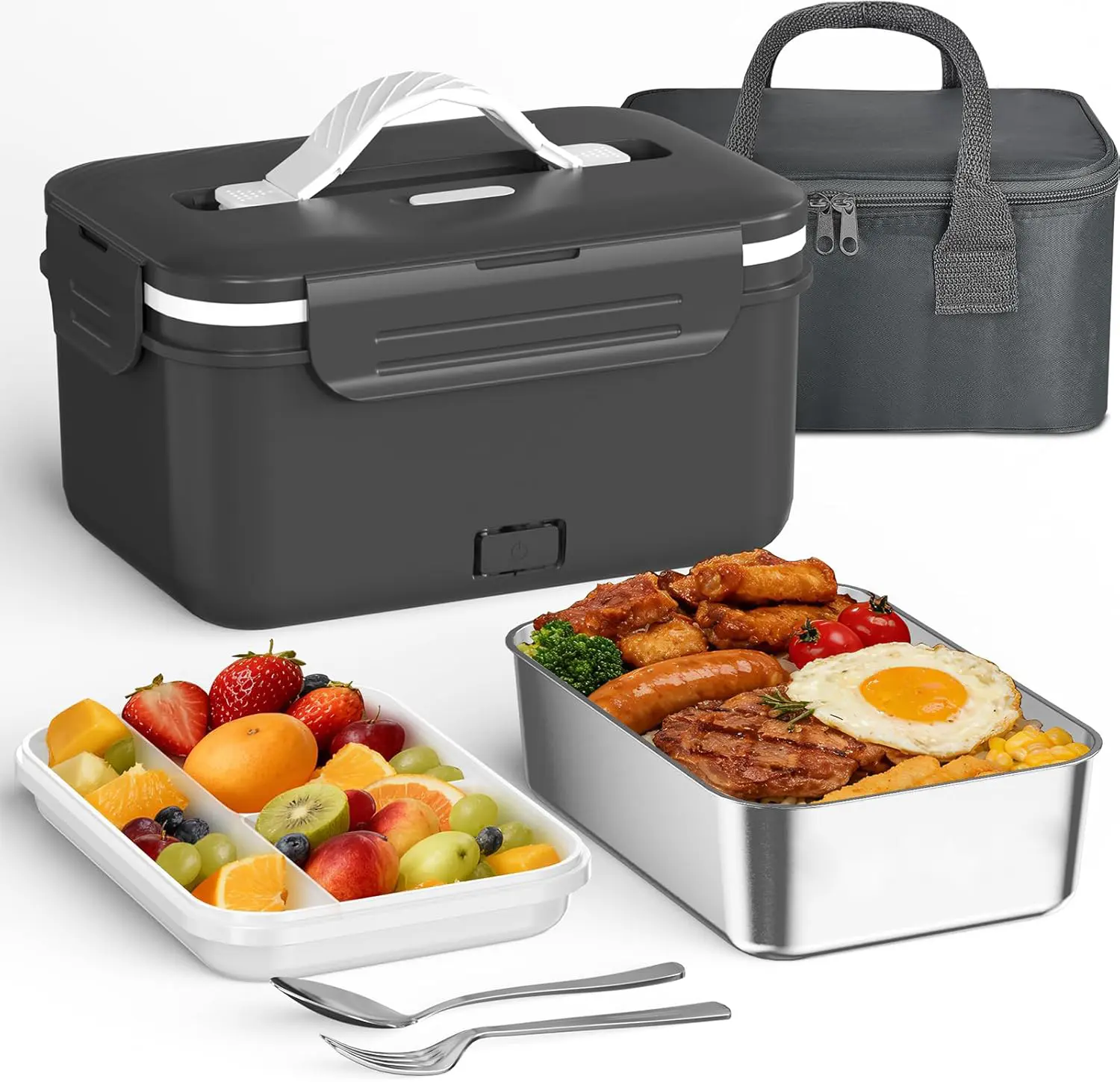 VABASO Cordless Electric Heated Lunch Box for Adults, 1.8L 8000mAh Battery-Powered Portable Food Warmer for Office, Truck Drivers