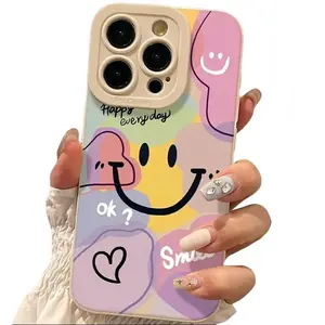 Phone Case with White Eye Color Blocks and Big Smiling Face Design for iPhone 17 16Plus 15Pro 15Promax 14 14Plus 14Pro 14Promax