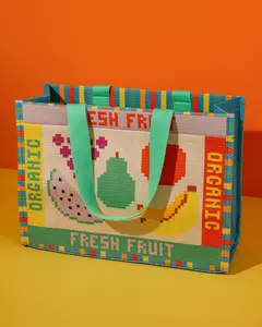 Rattan Market Bag - Fruit Tiles