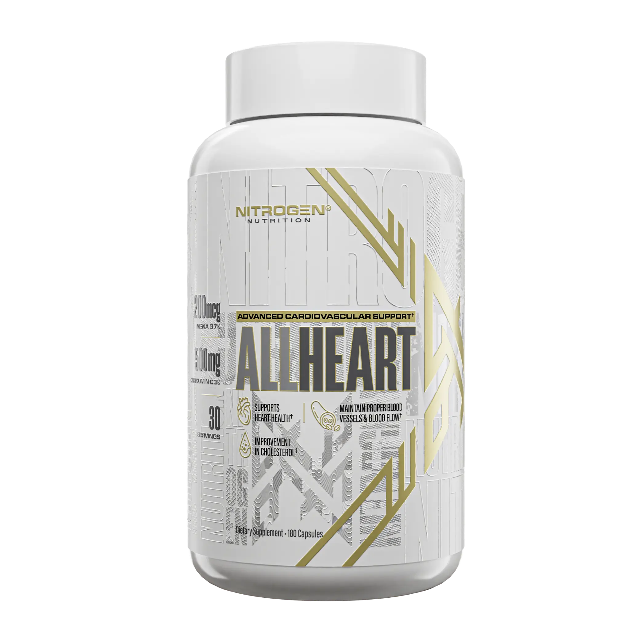 Nitrogen All Heart | Advanced Heart Health Supplement for Men & Women | Supports Healthy Circulation, Cholesterol, Blood Flow & Cardiovascular Wellness | Daily Heart Support Formula with Citrus Bergamot & CoQ10