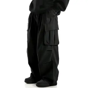 Men’s baggy cargo pants, wide-leg loose fit work trousers with multiple pockets, casual streetwear pants for everyday wear and outdoor activities