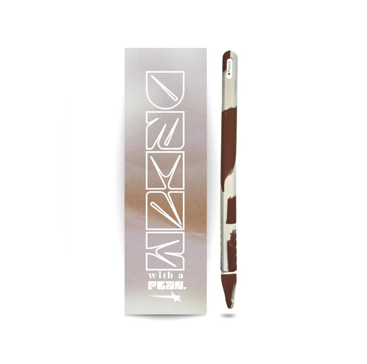 Cow Print Abstract Brown And Cream Silicone Apple Pencil Sleeve For Apple Pencil Generation 2