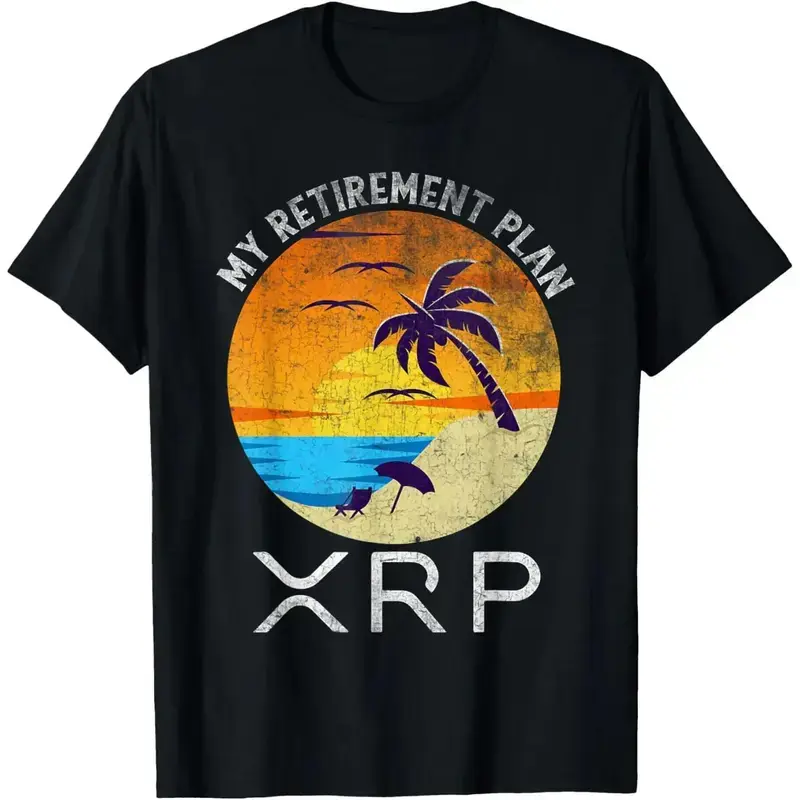 Men's Funny Graphic T-Shirt - XRP Crypto Retirement Plan | Soft 100% Cotton Casual Short Sleeve Streetwear, Made in USA, Tshirt, Shortsleeve, Clothes, Slight Stretch, Crypto Print, Elastic Fabric, Fitness Exercise, Menswear, Simple