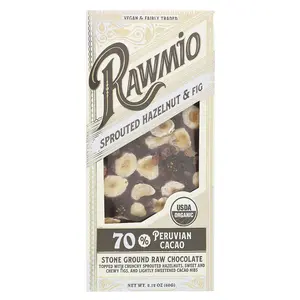 Rawmio Sprouted Hazelnut & Fig Bark, 70% Peruvian Cacao, 2.12 oz (60 g)