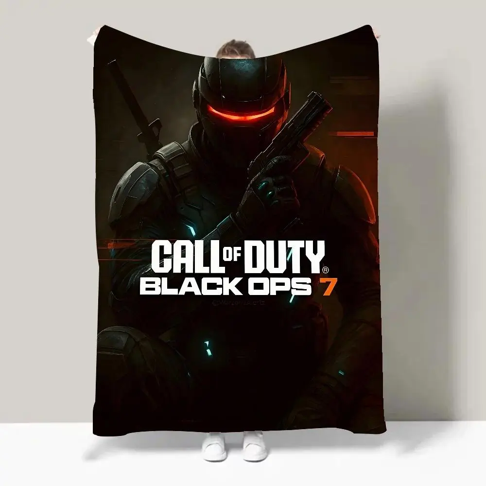 C-call Of D-duty B-Black O-Ops 7 Flannel Blanket, Lightweight Blanket for Dorms, Naps, Living Room, Office Chair, Sofa Relaxation, All Seasons