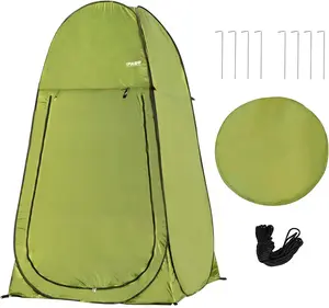 Lightweight Foldable Outdoor Privacy Tent, Pop Up Camping Shower & Changing Tent with Detachable Floor Mat, Complete with Stakes and Guy Lines