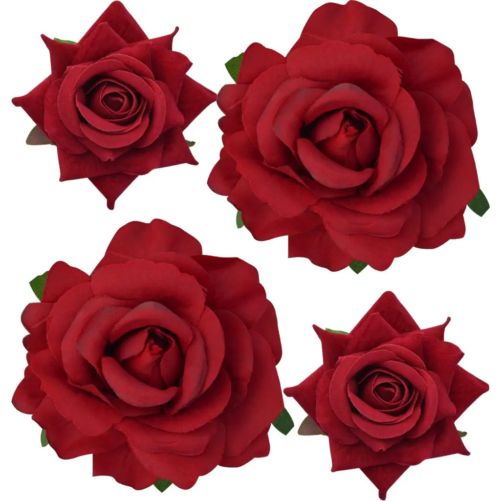 Rose Hair Clip Flower Hairpin Rose Brooch Floral Clips, 4 count Fabric Rose  Hair Clips Mexican Hair  Pin up Headpieces for Woman Girl Wedding Party Mother's Day