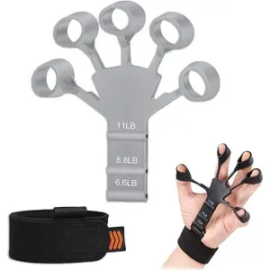Grip Enhancer - Three-Piece Set of Finger Strength Trainers with Adjustable Hand Size & Wristband for Hand Rehabilitation & Rock Climbing - High-Quality Silicone Material