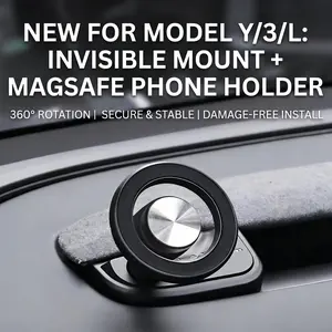 Dashboard MagSafe Magnetic Phone Mount for Tesla Model 3 (2017-2026) & Model Y (2020-2026) | 360° Rotation Invisible Car Phone Holder, Compatible with Highland & Juniper, Damage-Free Install