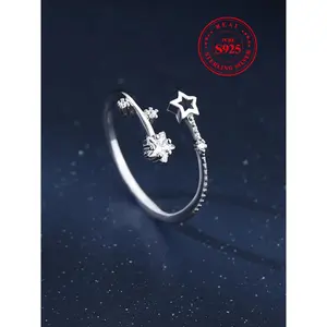 S925 Sterling Silver Star Design Artificial Gemstone Ring, Fashion Jewelry for Party, Daily Clothing Decor, Trendy All-match & Exquisite Jewelry for Birthday Gift