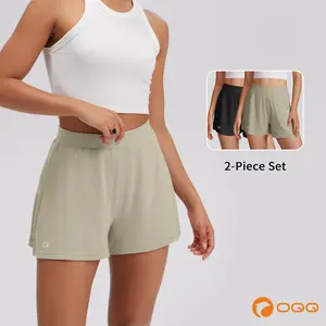 OQQ Women's 2 Piece Pajama Shorts Ultra-Soft Sleep Lounge Nightwear Comfy Bottoms Lightweight Basic Minimalist Sleepwear