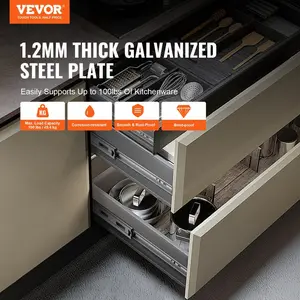 Fathersdaygift  6 Pairs 14-Inch Side Mount Drawer Slides, Heavy-Duty Full Extension Steel Track Sliders, Soft-Close Noiseless Ball Bearing Guide Glides for Cabinets & Kitchen, 100 Lbs Load Capacity