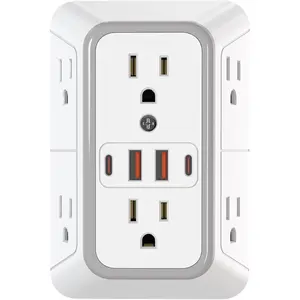 Outlet Extender Surge Protector - 6 Outlet Splitter with 4 USB Ports (2 USB C), Multiple Plug Expander Wall Charger, 3 Sided Multi Plug Wall Adapter Power Strip for Home Office Kitchen Travel